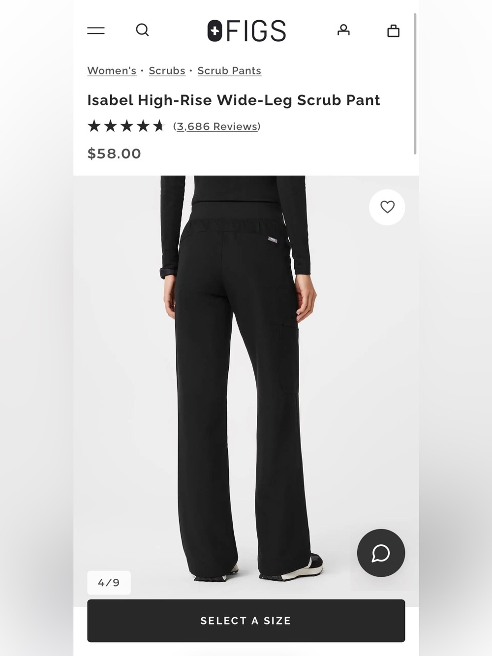 Figs- High Waisted Isabel Wide Leg - Small Petite Scrub Pant - Picture 7 of 7